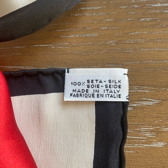 Auth Chanel Vintage Logo Silk Square Scarf Gift Red Ribbon 35 inch Authentic - Picture 8 of 15